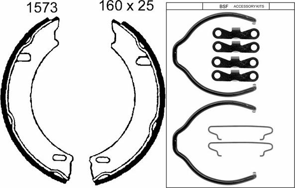 BSF 01573K - Комплект тормозов, ручник, парковка autospares.lv