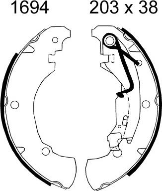 BSF 01694 - Комплект тормозных колодок, барабанные autospares.lv