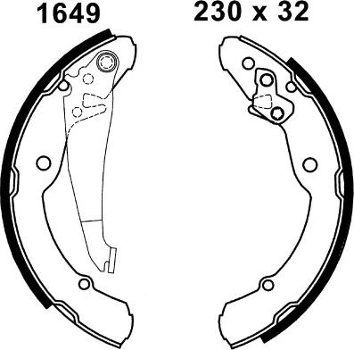 BSF 01649 - Комплект тормозных колодок, барабанные autospares.lv