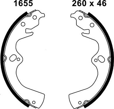 BSF 01655 - Комплект тормозных колодок, барабанные autospares.lv