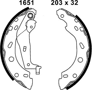 BSF 01651 - Комплект тормозных колодок, барабанные autospares.lv