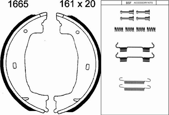 BSF 01665K - Комплект тормозов, ручник, парковка autospares.lv