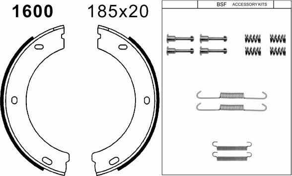 BSF 01600K - Комплект тормозов, ручник, парковка autospares.lv