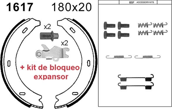 BSF 01617KC - Комплект тормозов, ручник, парковка autospares.lv