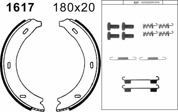 BSF 01617K - Комплект тормозов, ручник, парковка autospares.lv