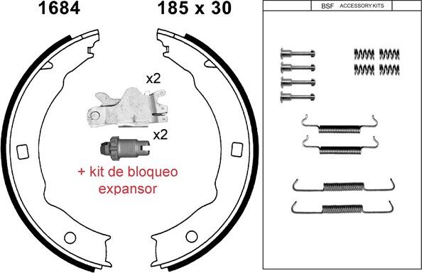 BSF 01684KC - Комплект тормозов, ручник, парковка autospares.lv