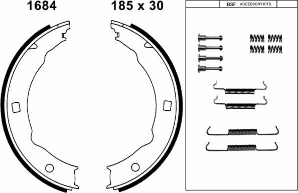 BSF 01684K - Комплект тормозов, ручник, парковка autospares.lv