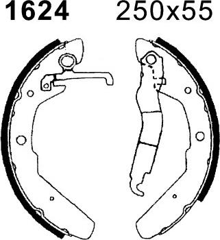 BSF 01624 - Комплект тормозных колодок, барабанные autospares.lv