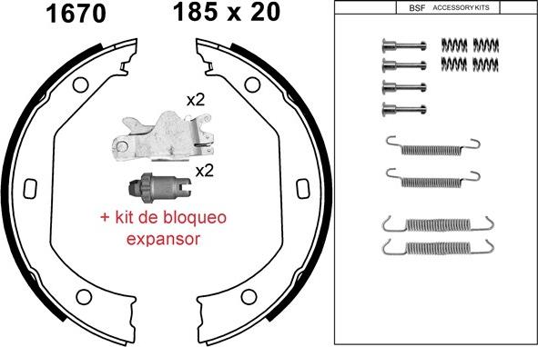 BSF 01670KC - Комплект тормозов, ручник, парковка autospares.lv