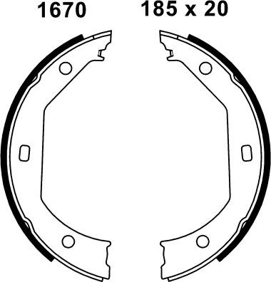 BSF 01670 - Комплект тормозов, ручник, парковка autospares.lv