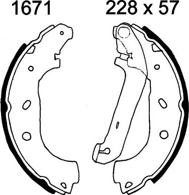 BSF 01671 - Комплект тормозных колодок, барабанные autospares.lv