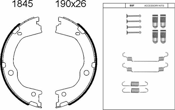 BSF 01845K - Комплект тормозов, ручник, парковка autospares.lv