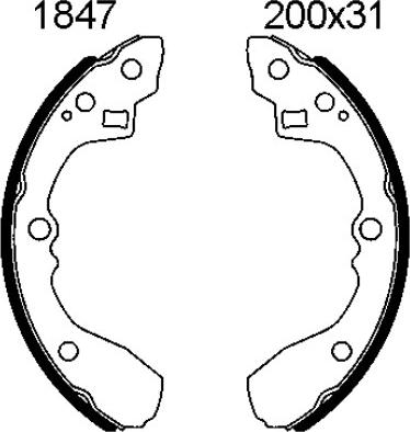 BSF 01847 - Комплект тормозных колодок, барабанные autospares.lv