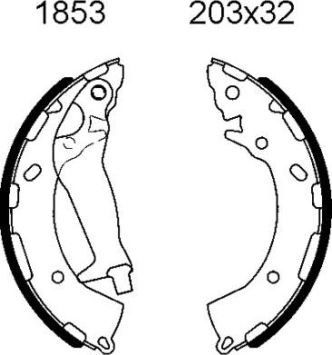 BSF 01853 - Комплект тормозных колодок, барабанные autospares.lv