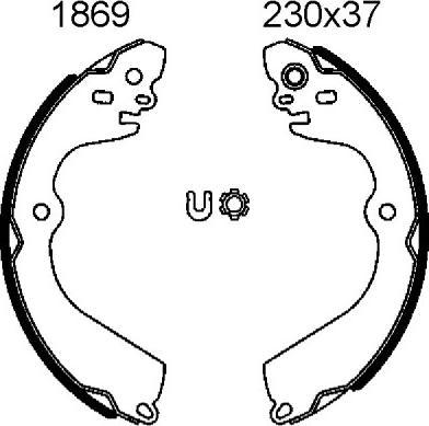 BSF 01869 - Комплект тормозных колодок, барабанные autospares.lv