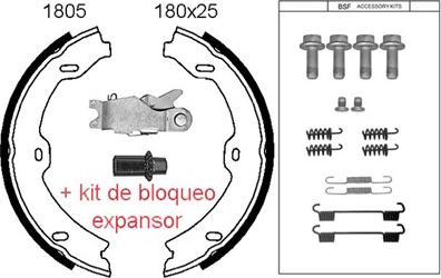 BSF 01805KC - Комплект тормозов, ручник, парковка autospares.lv