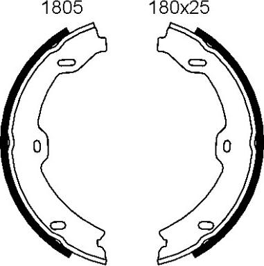 BSF 01805 - Комплект тормозов, ручник, парковка autospares.lv