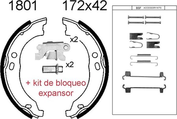 BSF 01801KC - Комплект тормозов, ручник, парковка autospares.lv