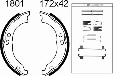 BSF 01801K - Комплект тормозов, ручник, парковка autospares.lv