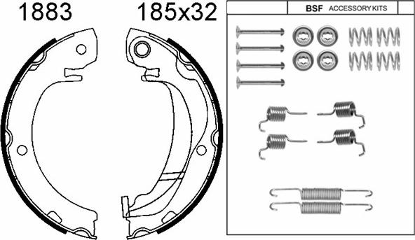 BSF 01883K - Комплект тормозов, ручник, парковка autospares.lv