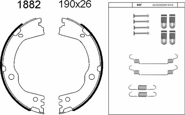 BSF 01882K - Комплект тормозов, ручник, парковка autospares.lv