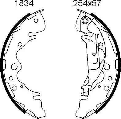 BSF 01834 - Комплект тормозных колодок, барабанные autospares.lv