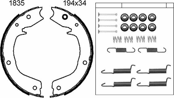 BSF 01835K - Комплект тормозов, ручник, парковка autospares.lv