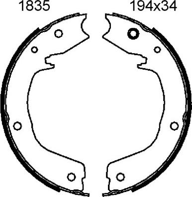 BSF 01835 - Комплект тормозов, ручник, парковка autospares.lv