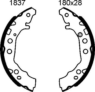 BSF 01837 - Комплект тормозных колодок, барабанные autospares.lv