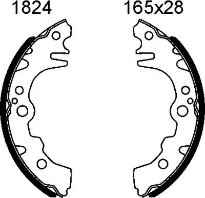 BSF 01824 - Комплект тормозных колодок, барабанные autospares.lv