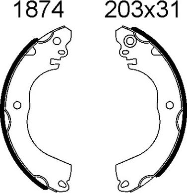 BSF 01874 - Комплект тормозных колодок, барабанные autospares.lv