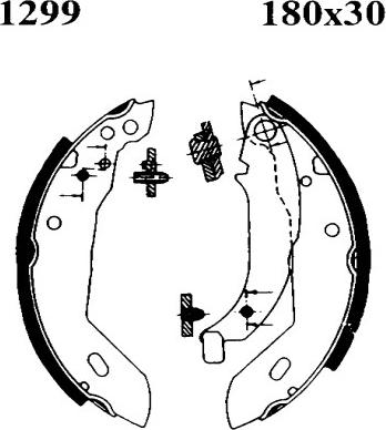 BSF 01299 - Комплект тормозных колодок, барабанные autospares.lv