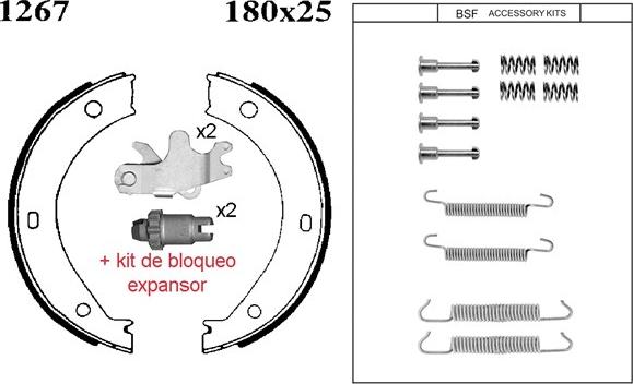 BSF 01267KC - Комплект тормозов, ручник, парковка autospares.lv