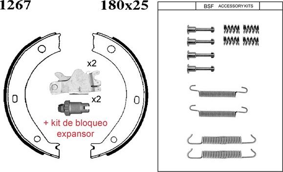 BSF 01267KD - Комплект тормозов, ручник, парковка autospares.lv