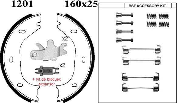 BSF 01201KC - Комплект тормозов, ручник, парковка autospares.lv