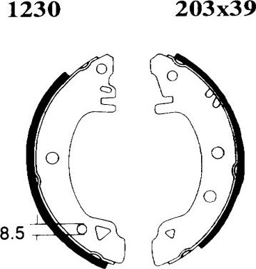 BSF 01230 - Комплект тормозных колодок, барабанные autospares.lv