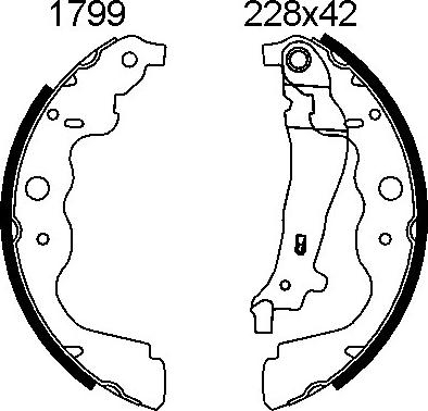 BSF 01799 - Комплект тормозных колодок, барабанные autospares.lv