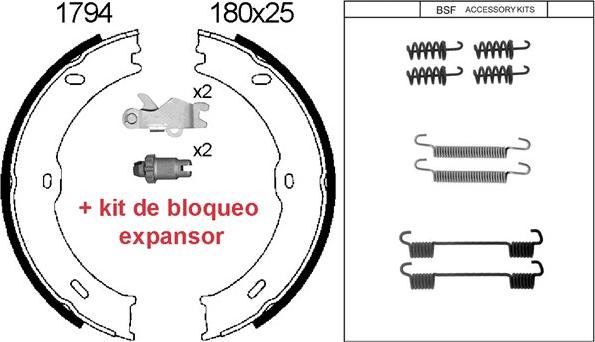 BSF 01794KC - Комплект тормозов, ручник, парковка autospares.lv