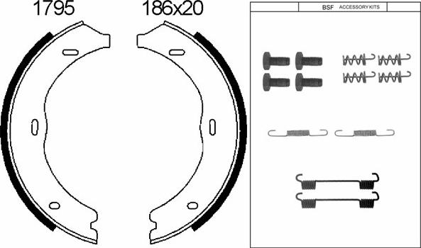 BSF 01795K - Комплект тормозов, ручник, парковка autospares.lv