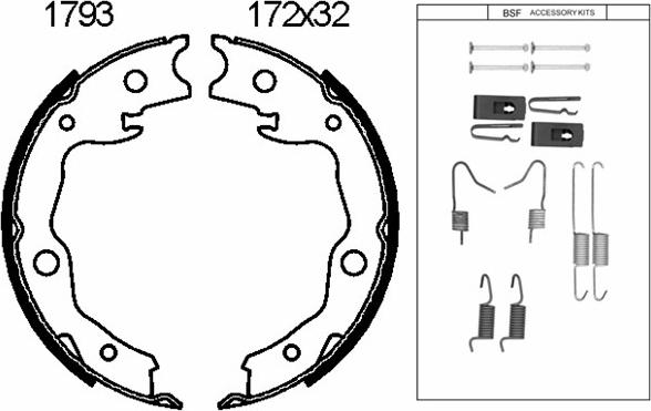 BSF 01793K - Комплект тормозов, ручник, парковка autospares.lv