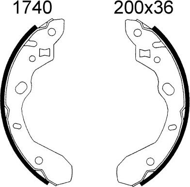 BSF 01740 - Комплект тормозных колодок, барабанные autospares.lv