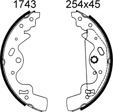 BSF 01743 - Комплект тормозных колодок, барабанные autospares.lv