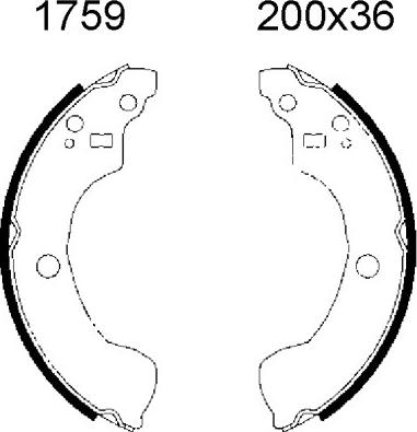 BSF 01759 - Комплект тормозных колодок, барабанные autospares.lv