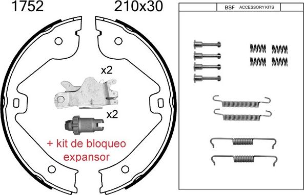 BSF 01752KC - Комплект тормозов, ручник, парковка autospares.lv