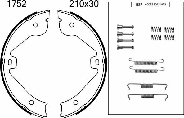 BSF 01752K - Комплект тормозов, ручник, парковка autospares.lv