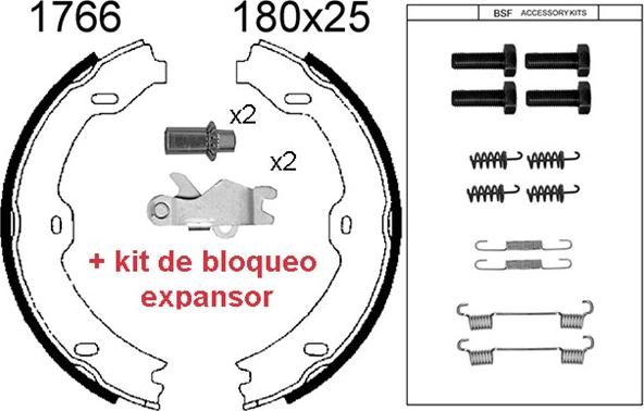 BSF 01766KC - Комплект тормозов, ручник, парковка autospares.lv