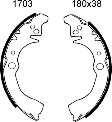 BSF 01703 - Комплект тормозных колодок, барабанные autospares.lv