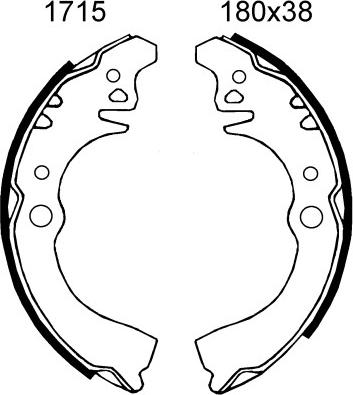 BSF 01715 - Комплект тормозных колодок, барабанные autospares.lv