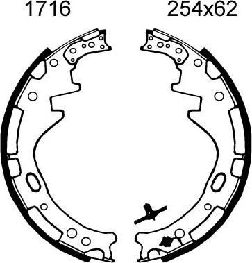 BSF 01716 - Комплект тормозных колодок, барабанные autospares.lv