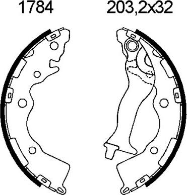 BSF 01784 - Комплект тормозных колодок, барабанные autospares.lv